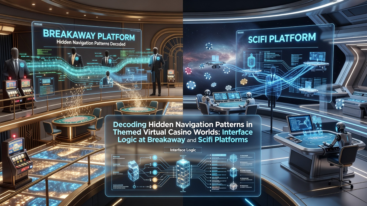Themed virtual casino interface showing navigation elements at Breakaway and Scifi platforms