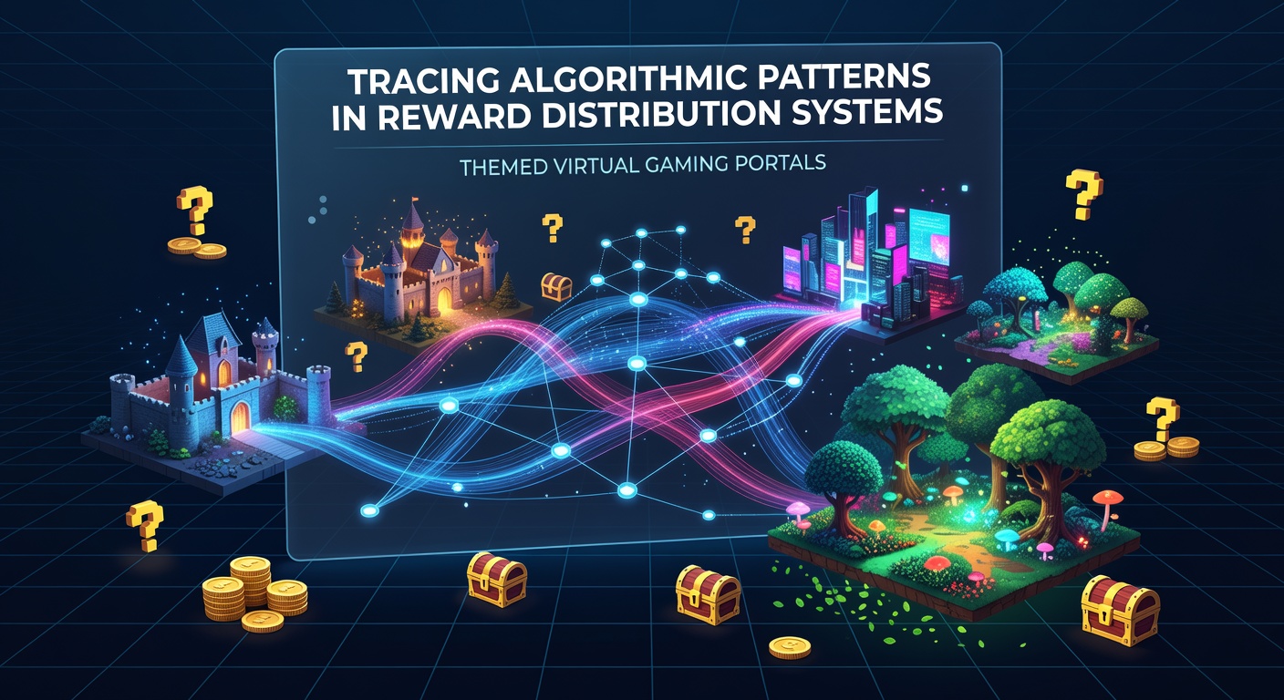 Detailed diagram showing reward distribution flow with thematic nodes, player data inputs, and algorithmic decision branches in virtual gaming portals